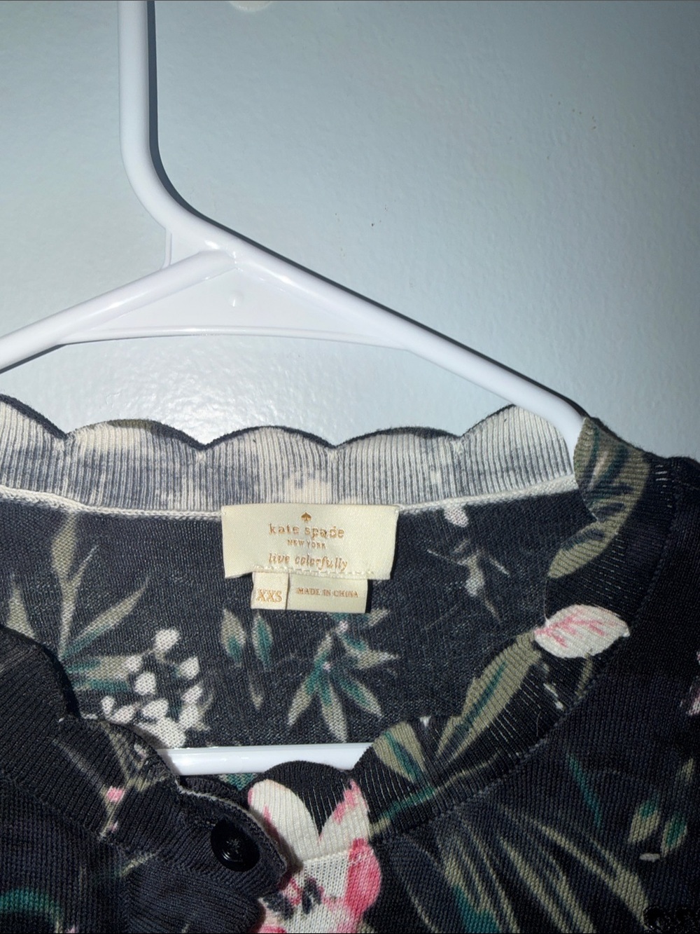 kate spade Black Floral Long-Sleeve Button Top with Lace Trim - Picture 2 of 5